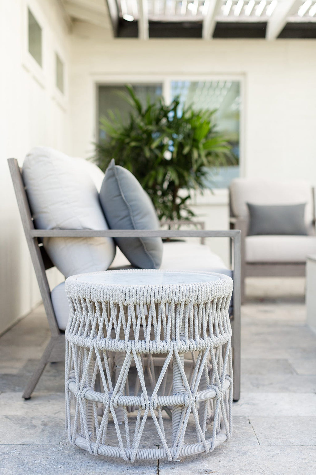 Dana End Table with Honed Carrara Marble Top