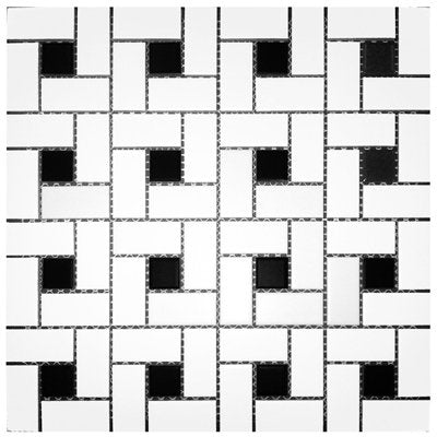 Roca Tile - Mg 12 x 12 Pinwheel Mosaic Wh/Blk Dot