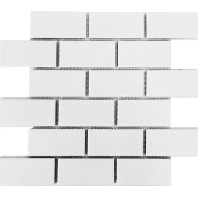 Roca Tile - 2×4 T-Brick 12 x 12 Mosaic - Snow White Bright
