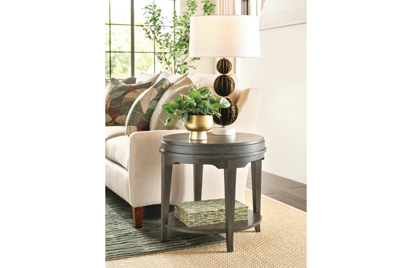 OVAL END TABLE-CHARCOAL Room 1