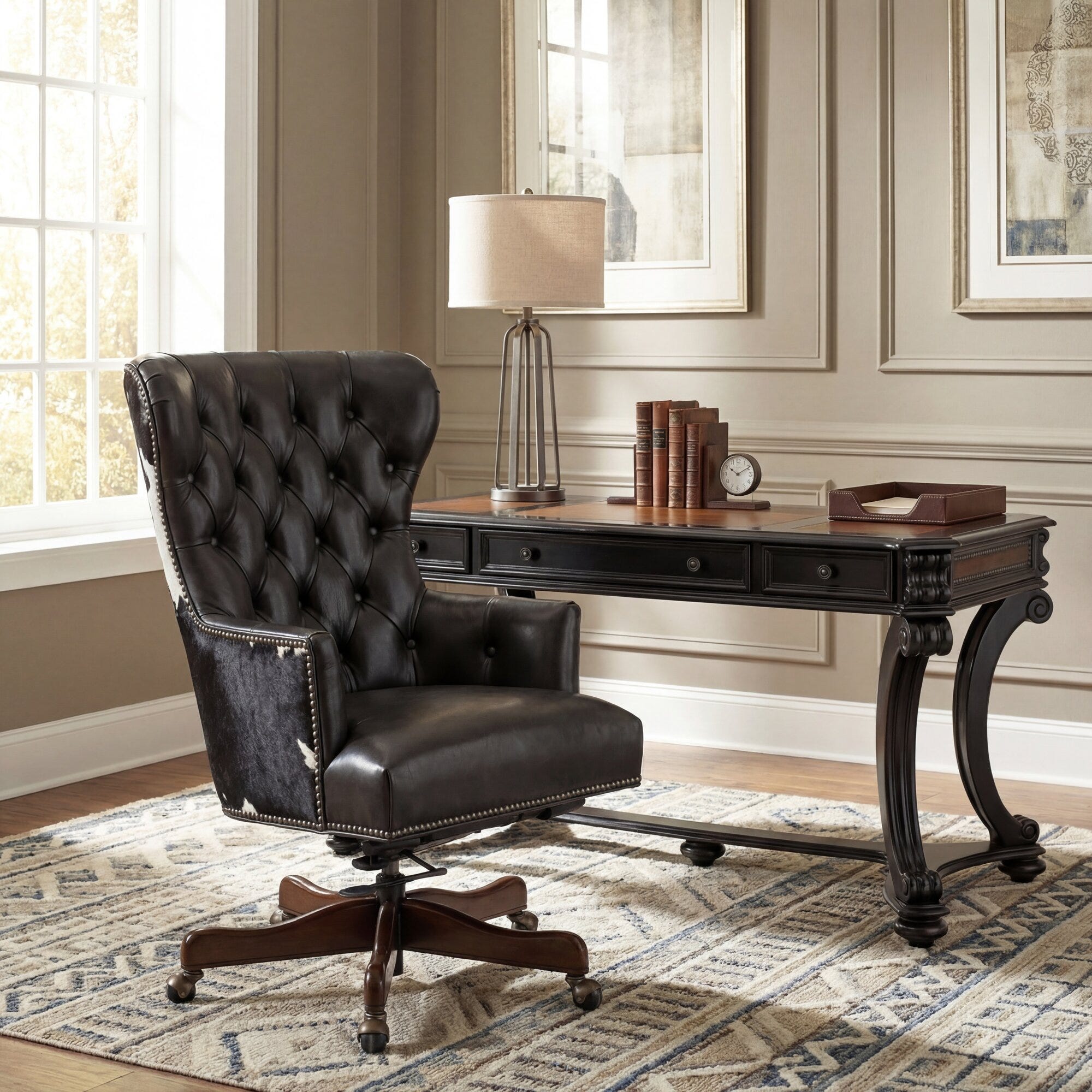 Katherine Executive Swivel Tilt Chair with Black & White HOH