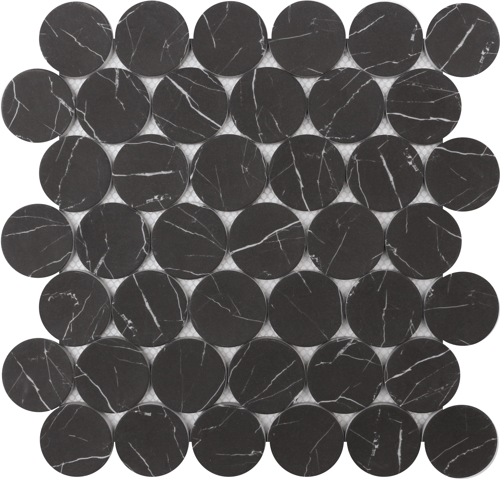 Roca Tile - Nero Marquina Dots 12 x 12 Mosaic