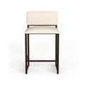 Front view of the Franklin barstool in Speckled Oak finish with French Ivory fabric.