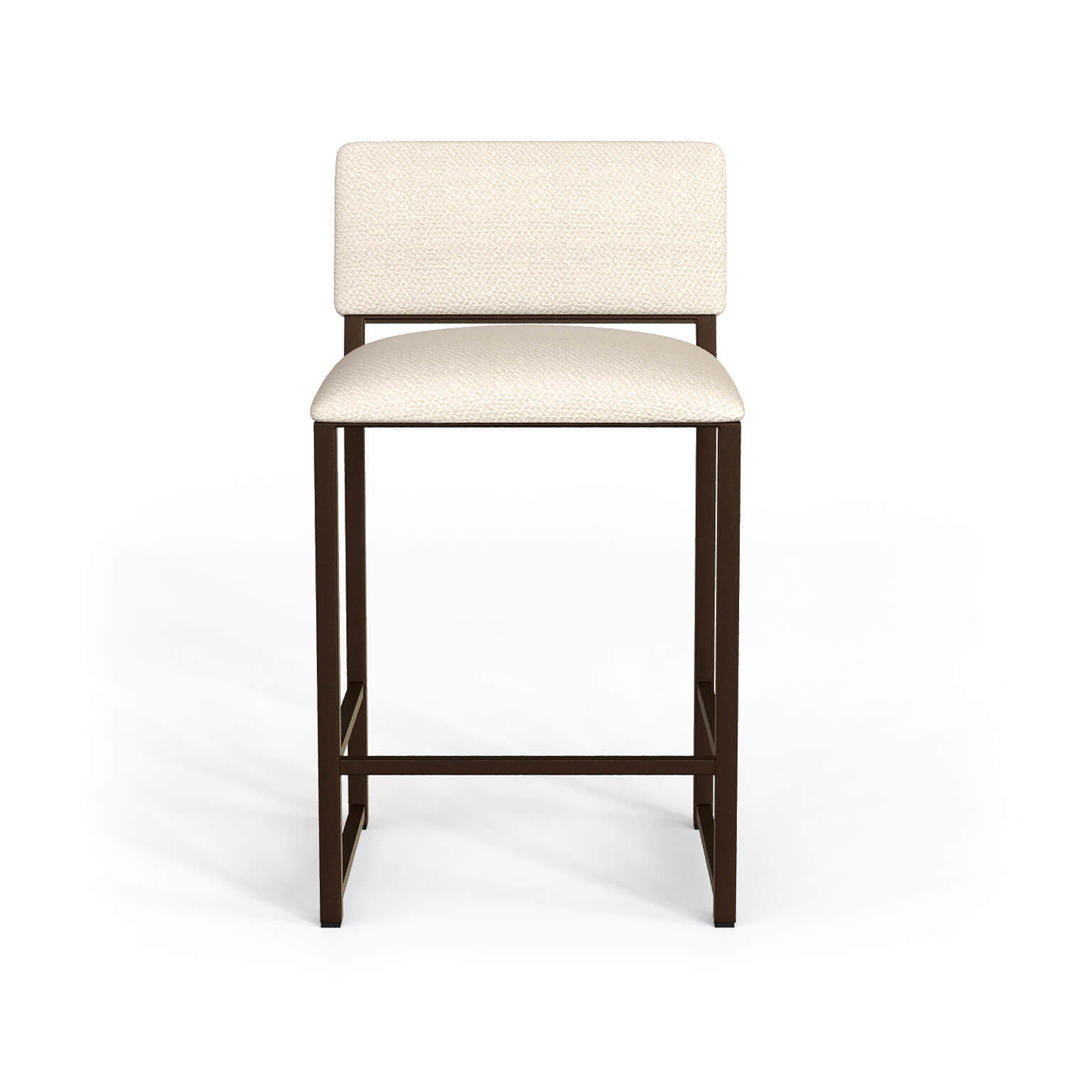 Front view of the Franklin barstool in Speckled Oak finish with French Ivory fabric.