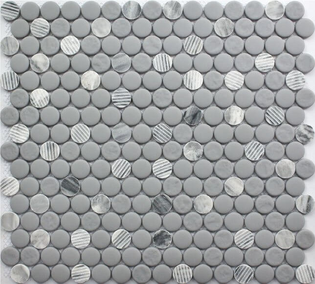 Roca Tile - Gray Granite Penny Round 12 x 12 Mosaic