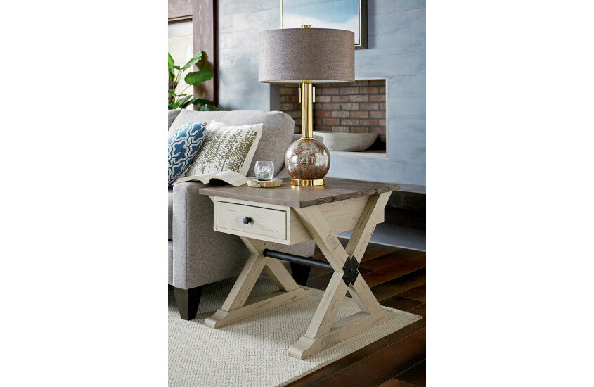 TRESTLE DRAWER END TABLE Room 1