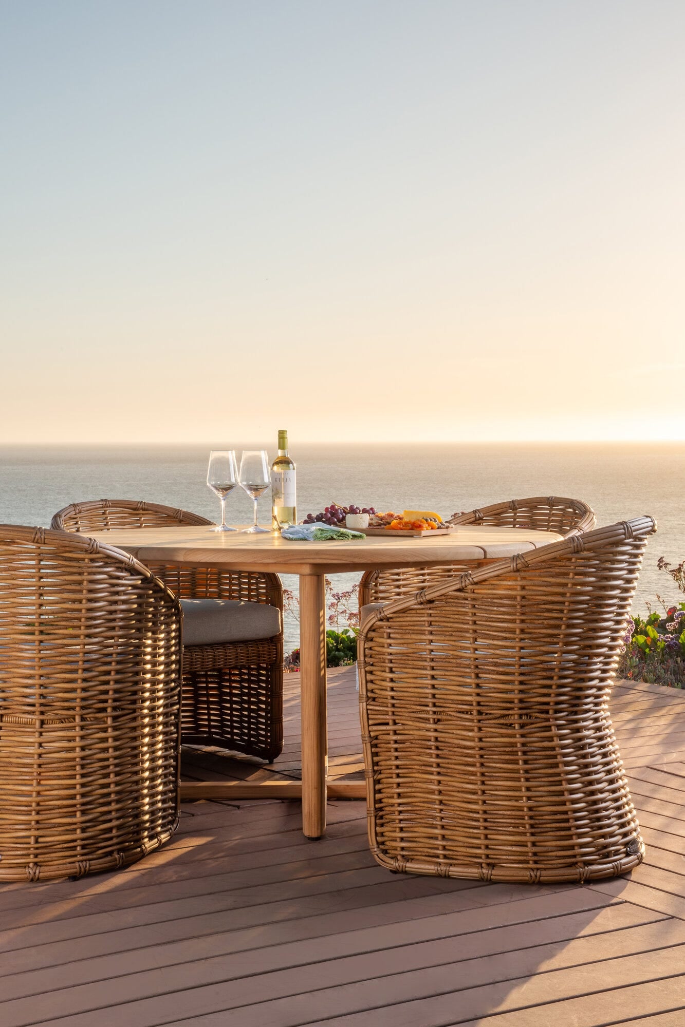 Natural Teak 56" Round Dining Table Room Image 2