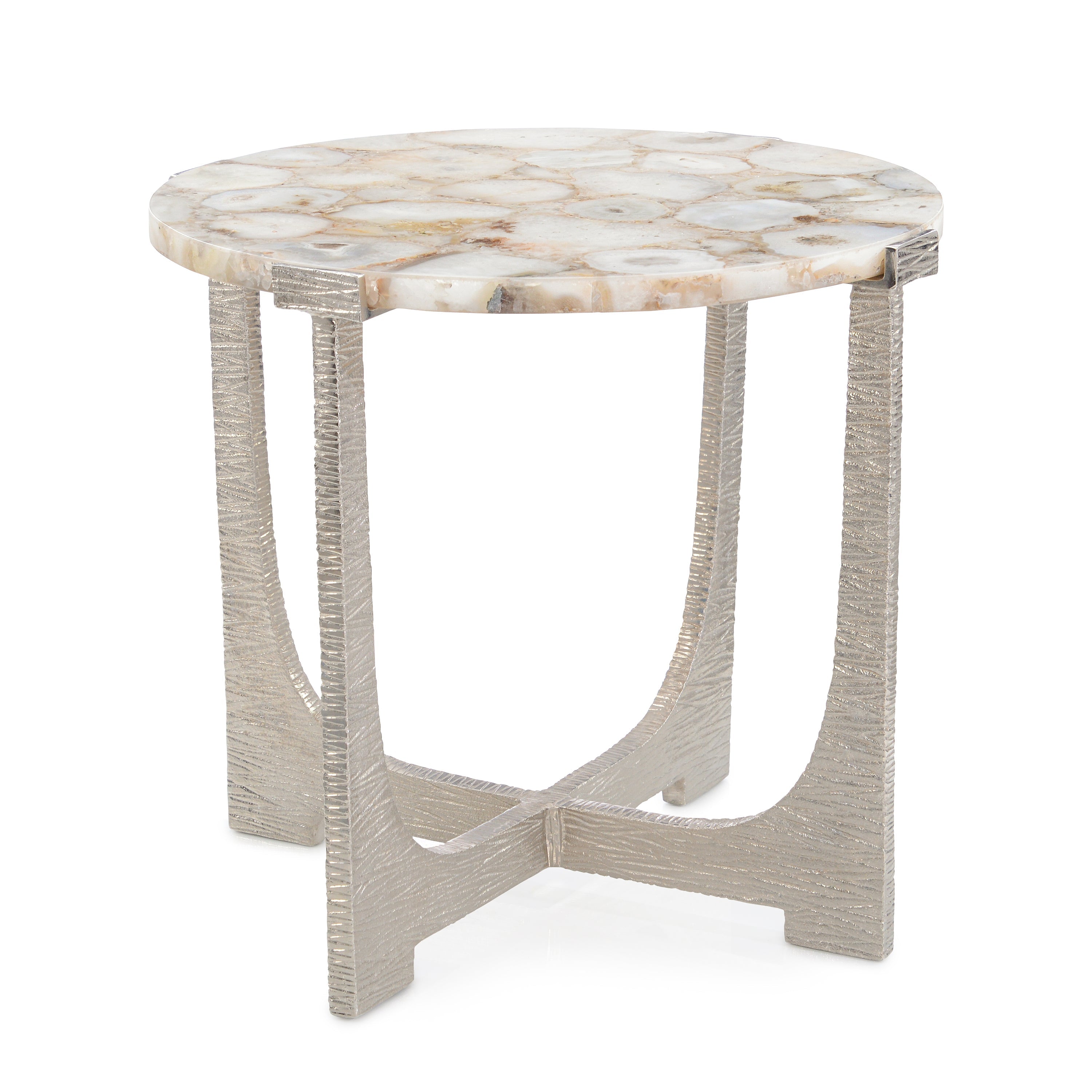 Unity Round Agate End Table, Nickel | John Richard - JFD-0394