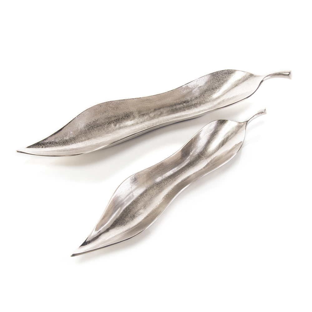 Set Of Two Sculptured Willow Leaf Trays | John-Richard - JRA-11262S2