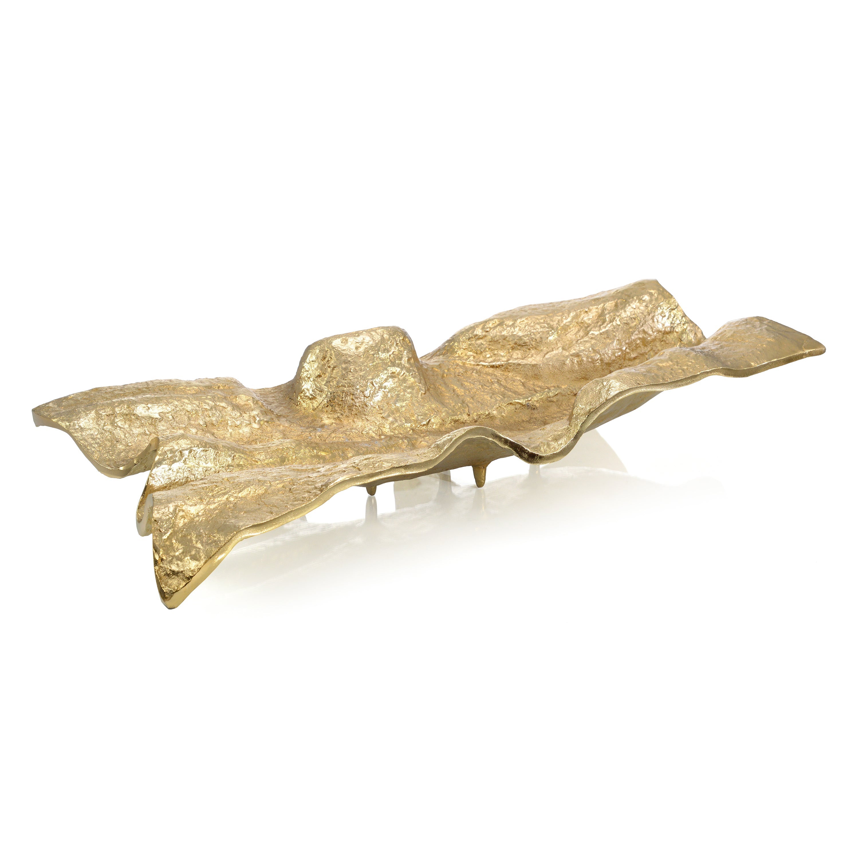 Draped Fabric Brass Rectangle Bowl | John Richard - JRA-13259