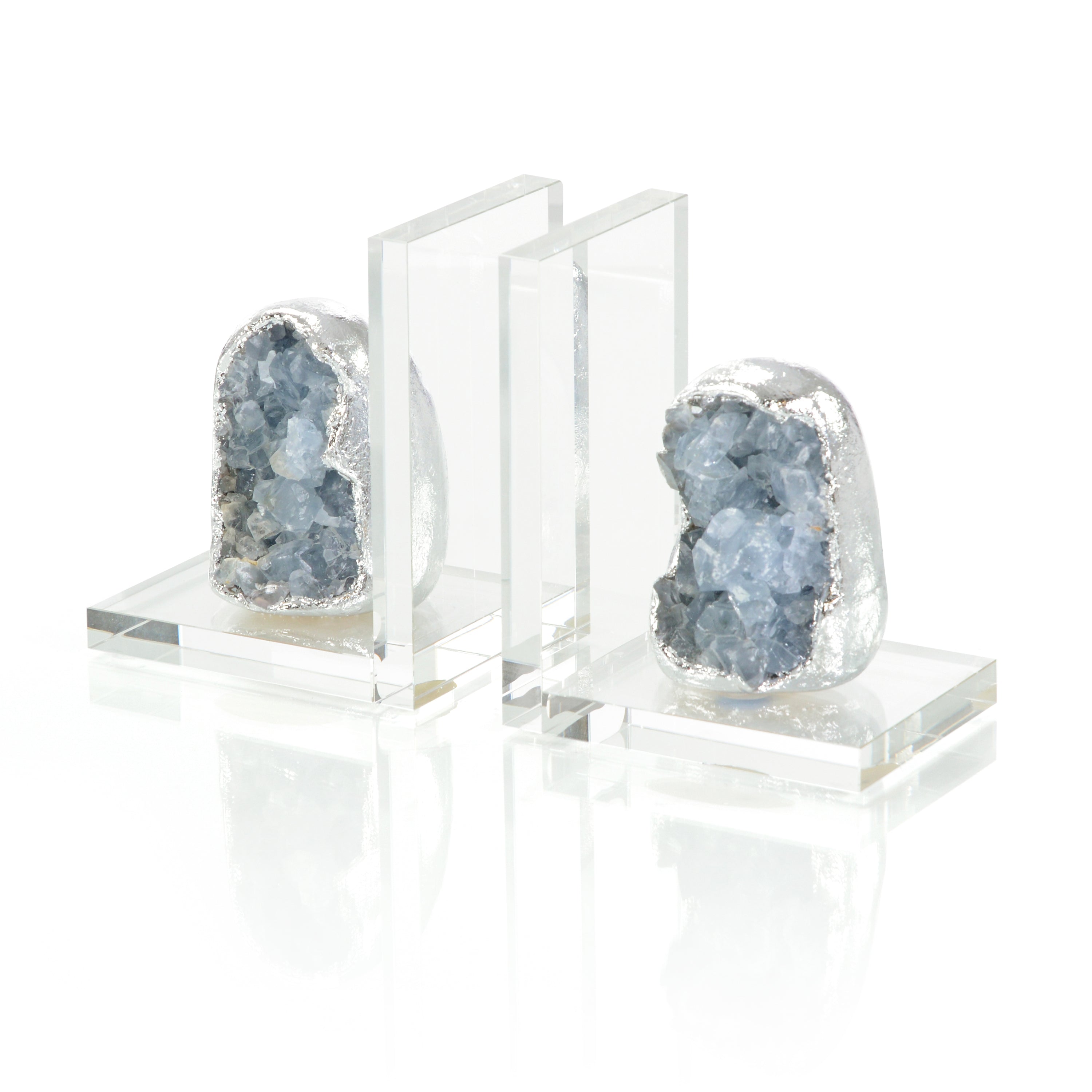 Set of Two Silver Geode Bookends | John Richard - JRA-14327S2