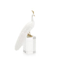 White Peacock Sculpture on Crystal Base II | John Richard - JRA-14614