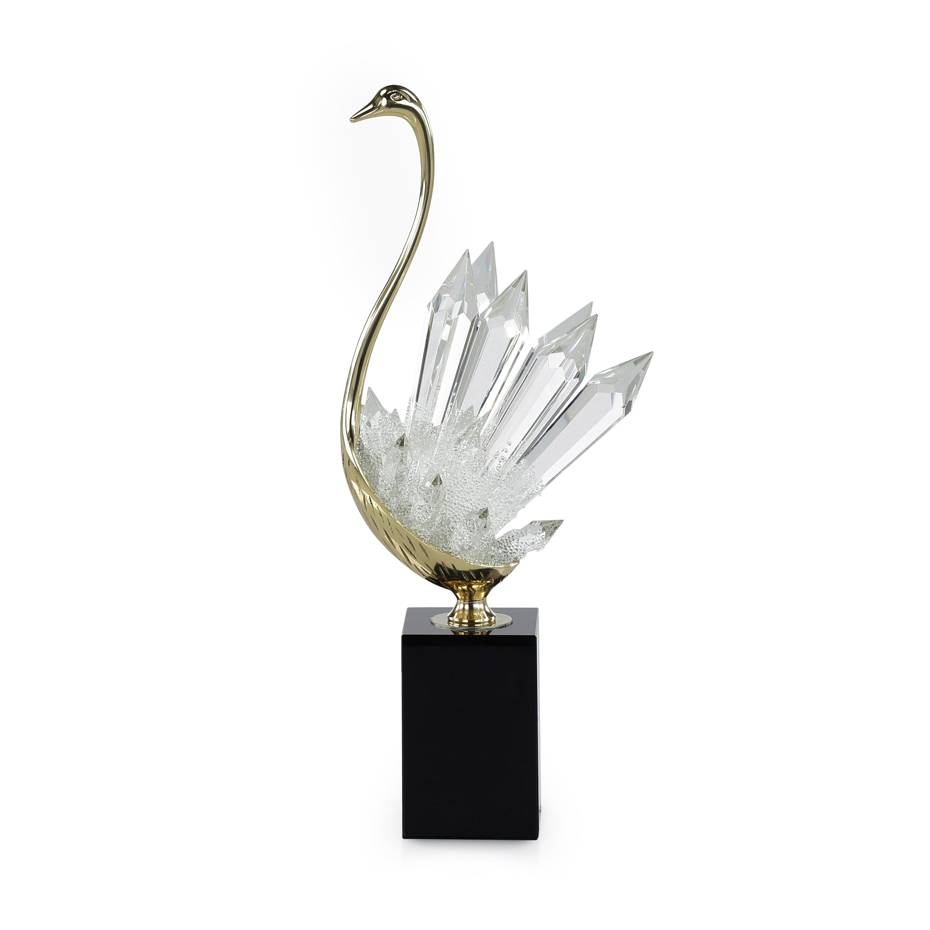Crystalline Bird Sculpture on Black Base, Large | John Richard - JRA-15041