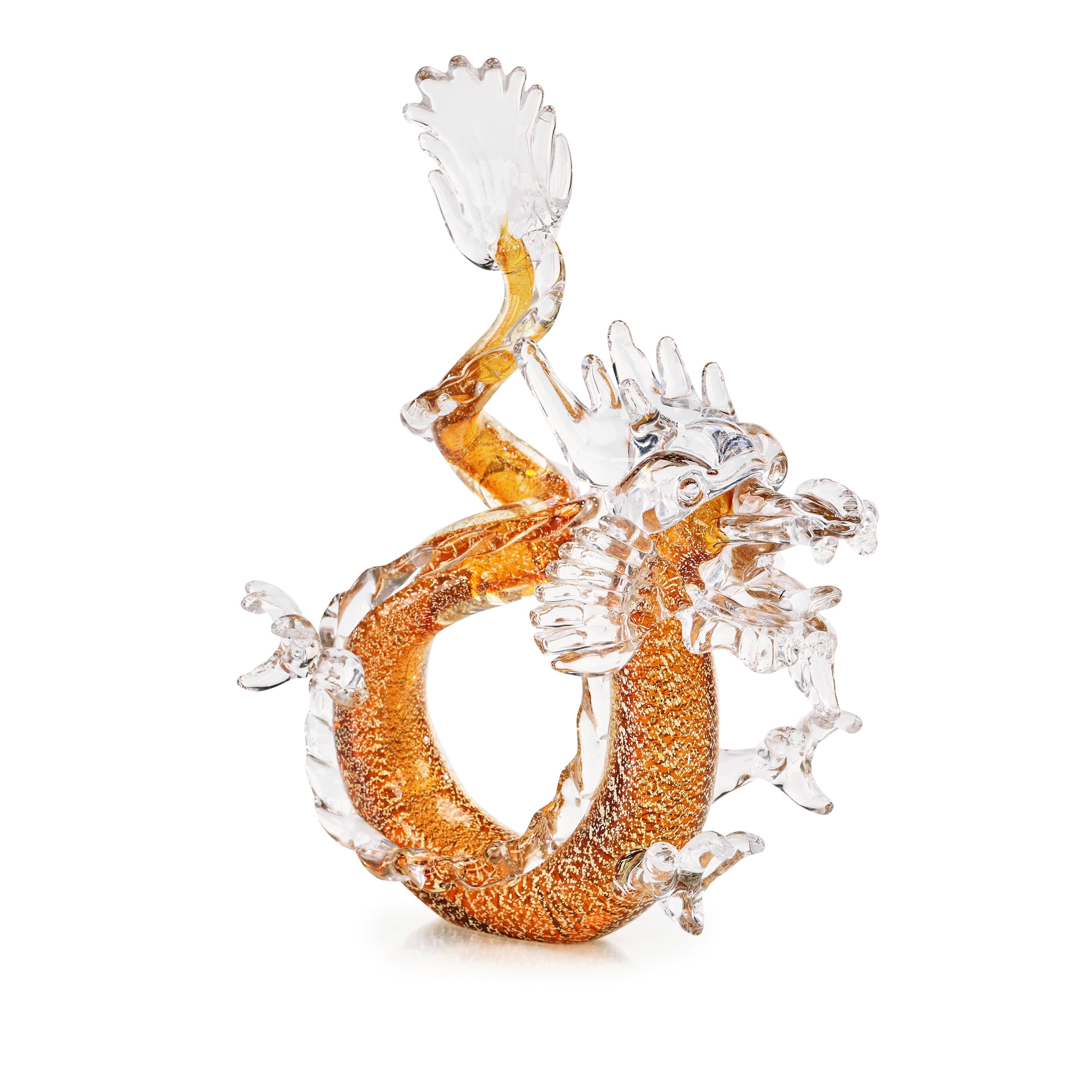 Glass Dragon Sculpture, Large Amber | John Richard - JRA-15639