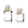 Brass and Selenite Cluster on Crystal, Set of 2 | John Richard - JRA-15722S2