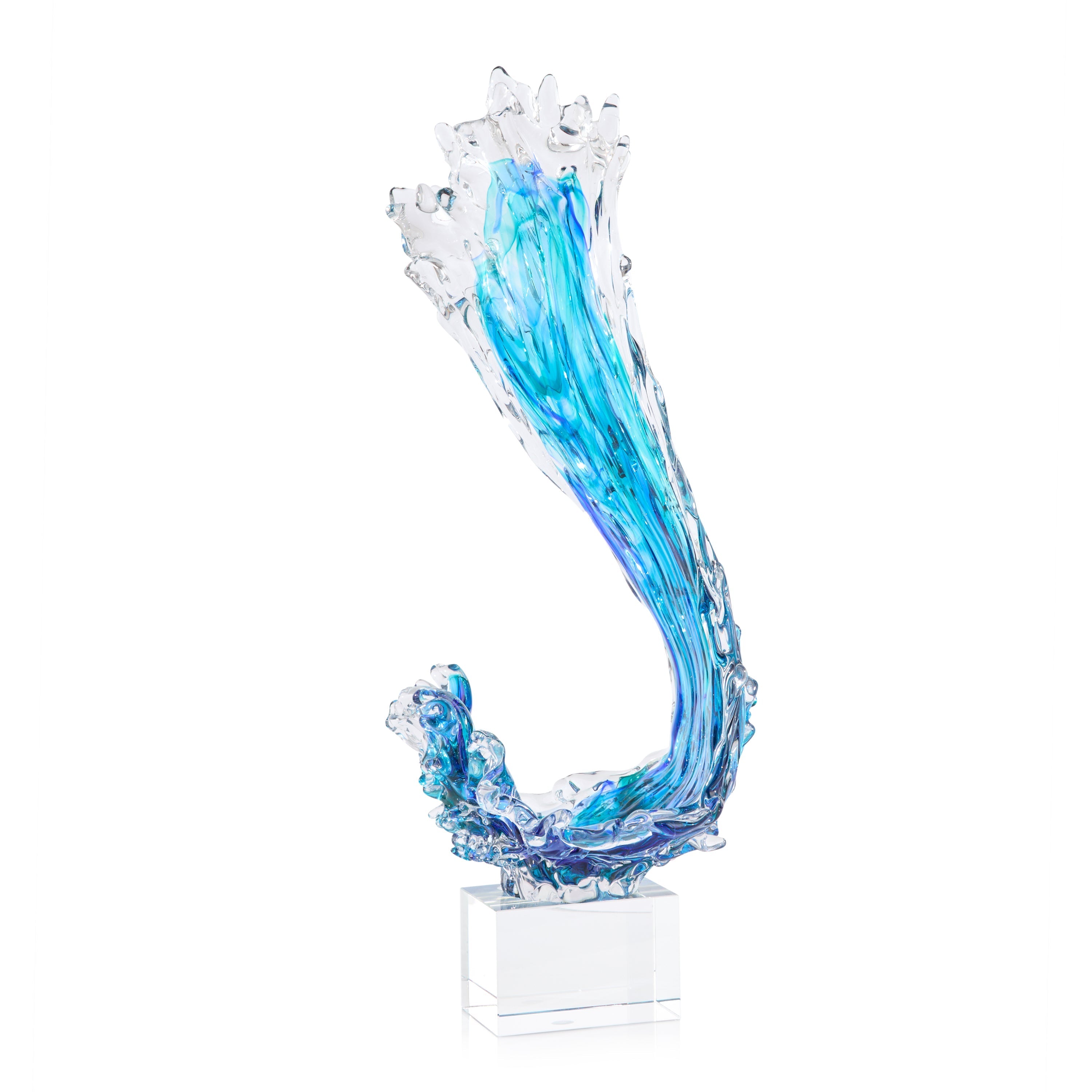 Sweeping Wave Sculpture on Crystal | John Richard - JRA-15756