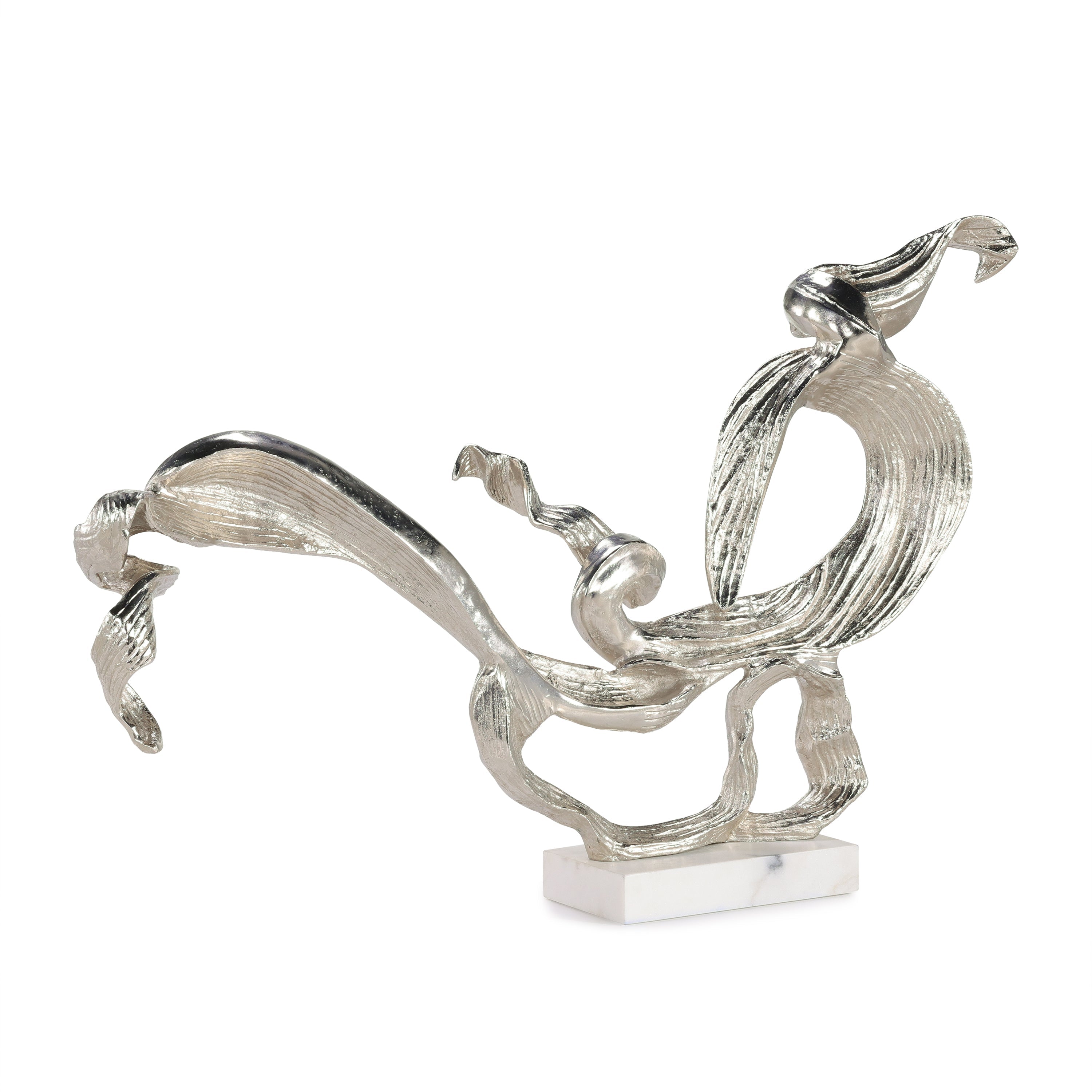 Flourished Leaf Sculpture on Marble, Nickel | John Richard - JRA-15802