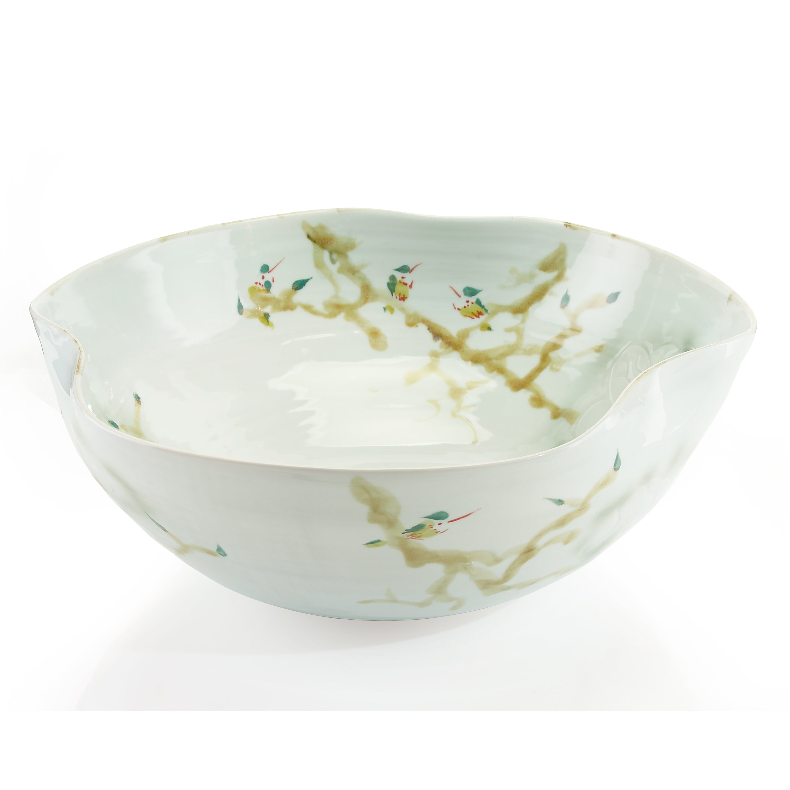 Curled-Rim Bowl in Greens and Yellows | John Richard - JRA-9025