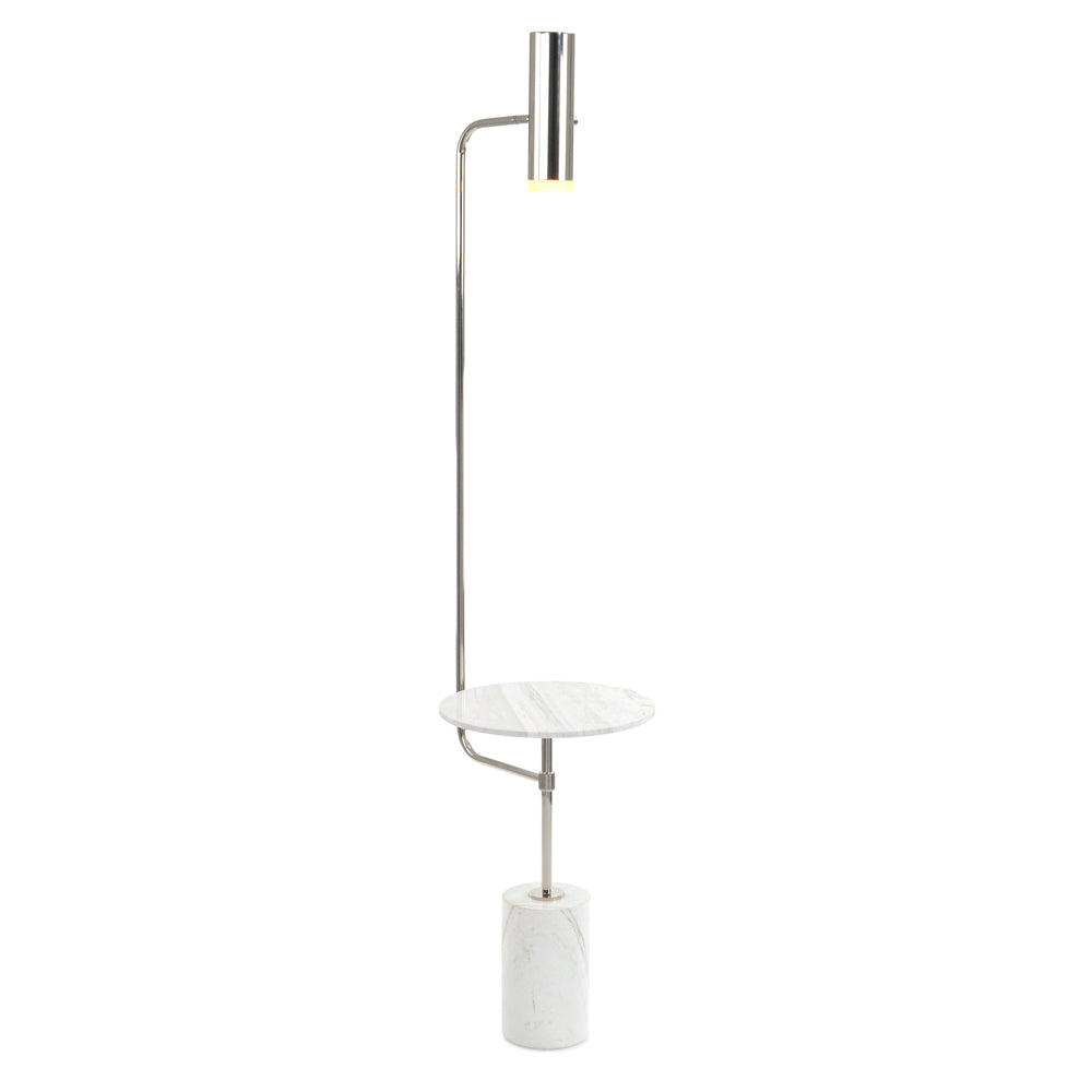 Illuminated Marble Table Floor Lamp With Polished Nickel Accents | John-Richard - JRL-10252