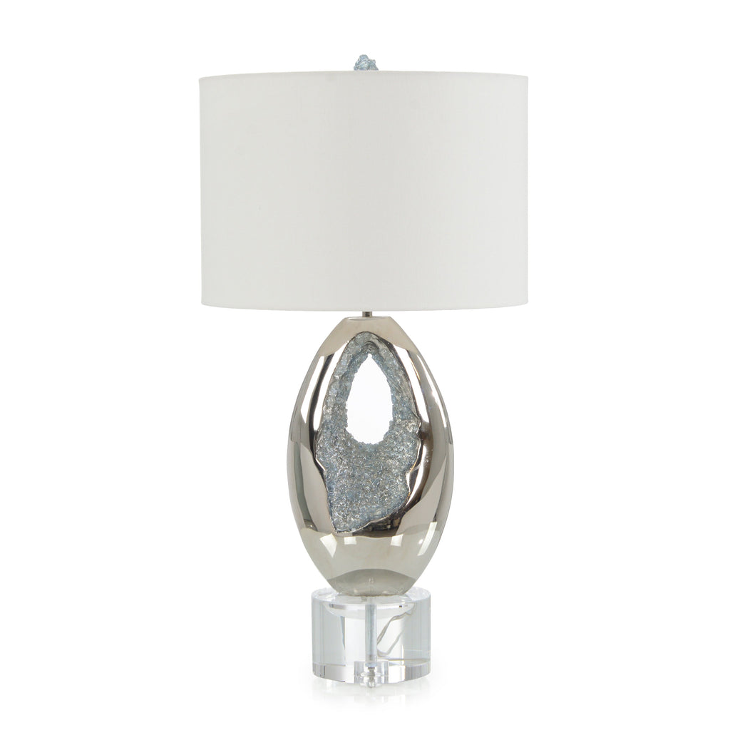 Polished Nickel and Sea Blue Geode Table Lamp | John Richard - JRL-10604