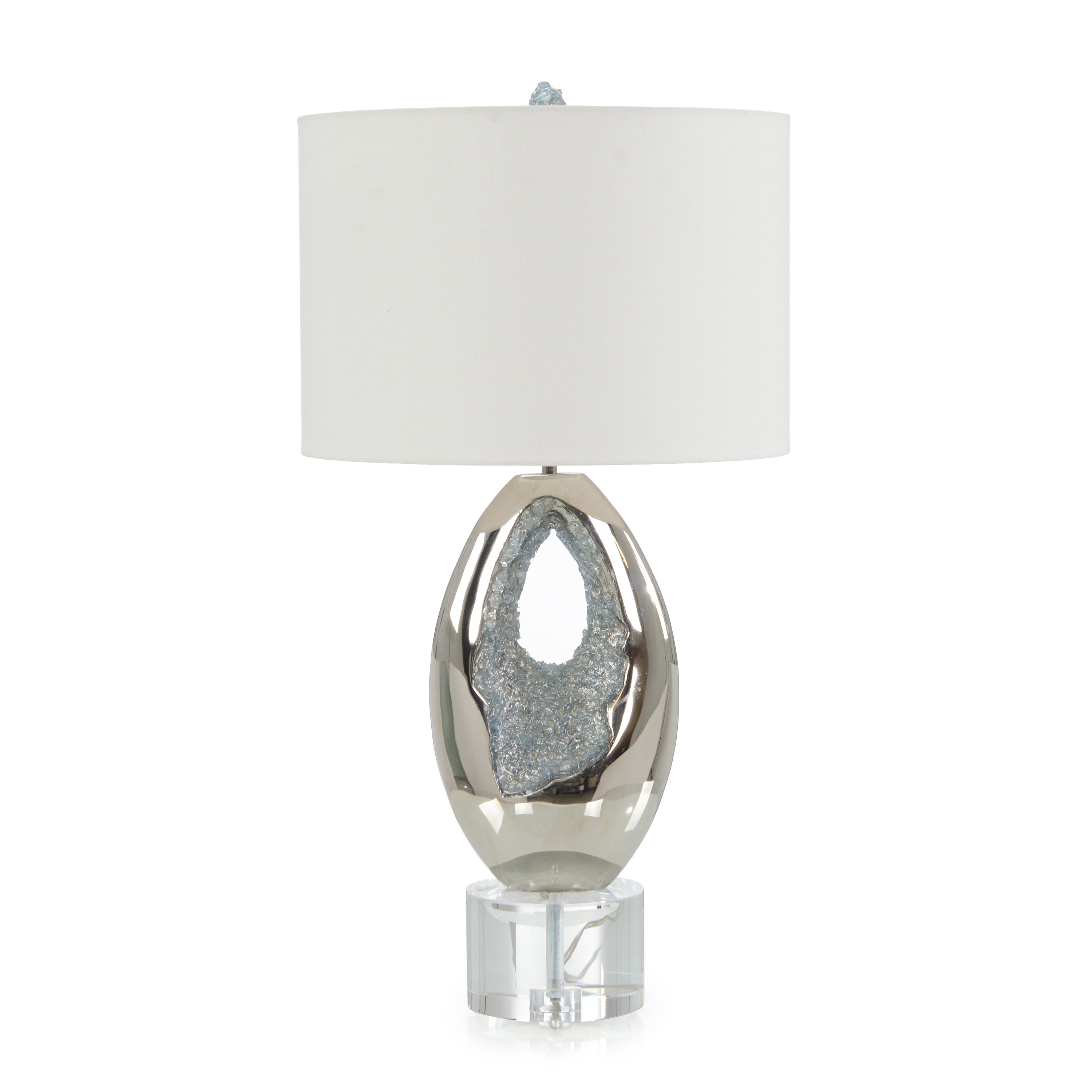 Polished Nickel and Sea Blue Geode Table Lamp | John Richard - JRL-10604