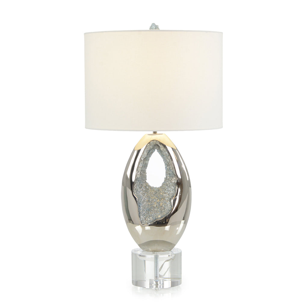 Polished Nickel and Sea Blue Geode Table Lamp | John Richard - JRL-10604