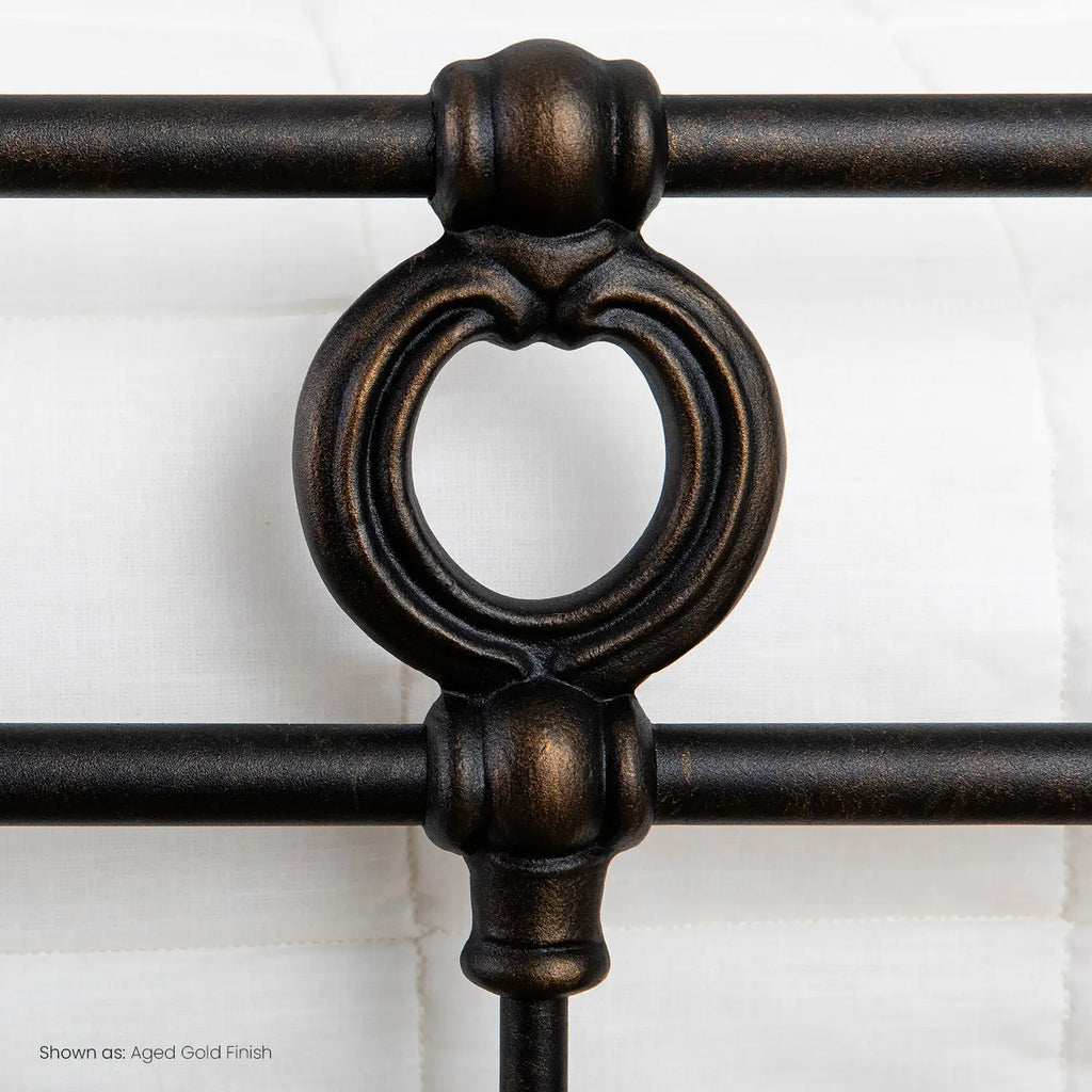 Latif 1054 queen CBMPF AgedGold finish closeup