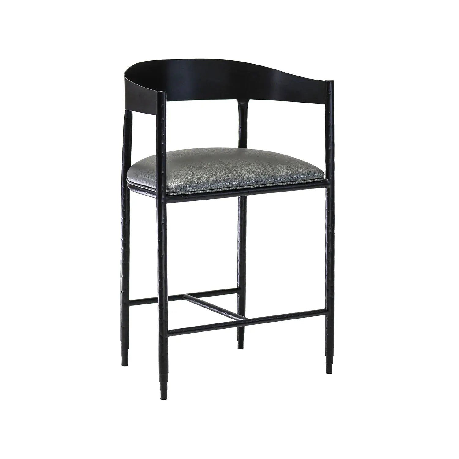 Lorenzo Barstool (B295H26XS) shown in Hand Hammered Black Finish with Halyard Coin vinyl.