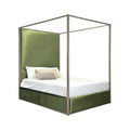 Lyanna Canopy 1250 CBC-FS. Lyanna Canopy is shown in Brushed Champagne Finish with Posh Green Fabric.