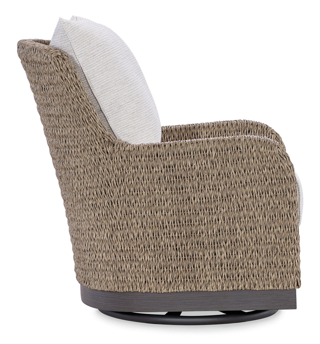 Margaritaville Seychelles Swivel Glider Club Chair in Poros Dune