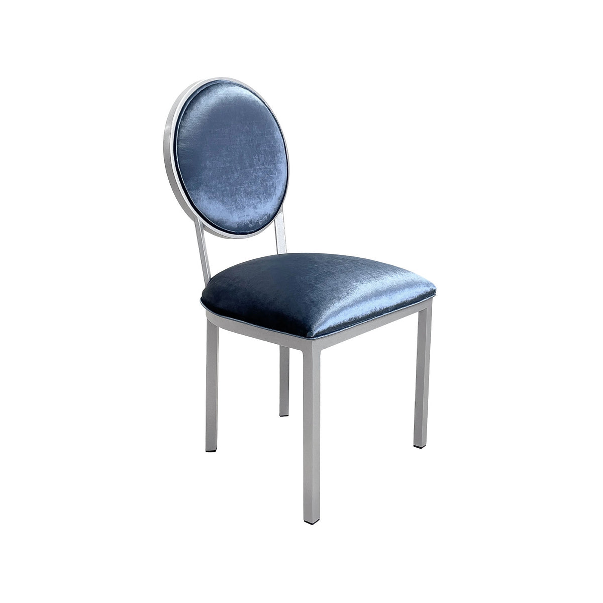 Marquise Chair in Platinum Gray finish with Posh Blue fabric.