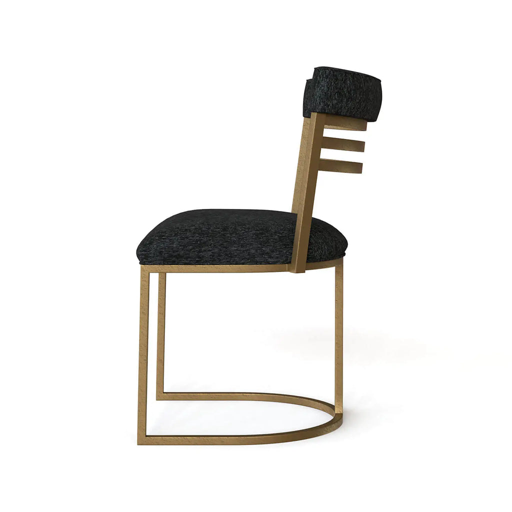 Miramar Chair DC259H18 Brass Bisque finish with Mid Black fabric side view