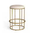 Wesley Allen NYX backless barstool in Hammered Brass finish with French Ivory fabric.