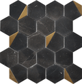 Roca Tile - Nero Marquina Hexagon 12 x 13 Mosaic