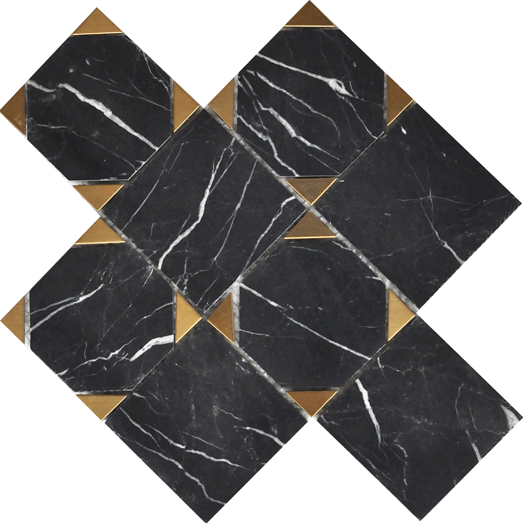Roca Tile - Nero Marquina Square 9 x 9 Mosaic