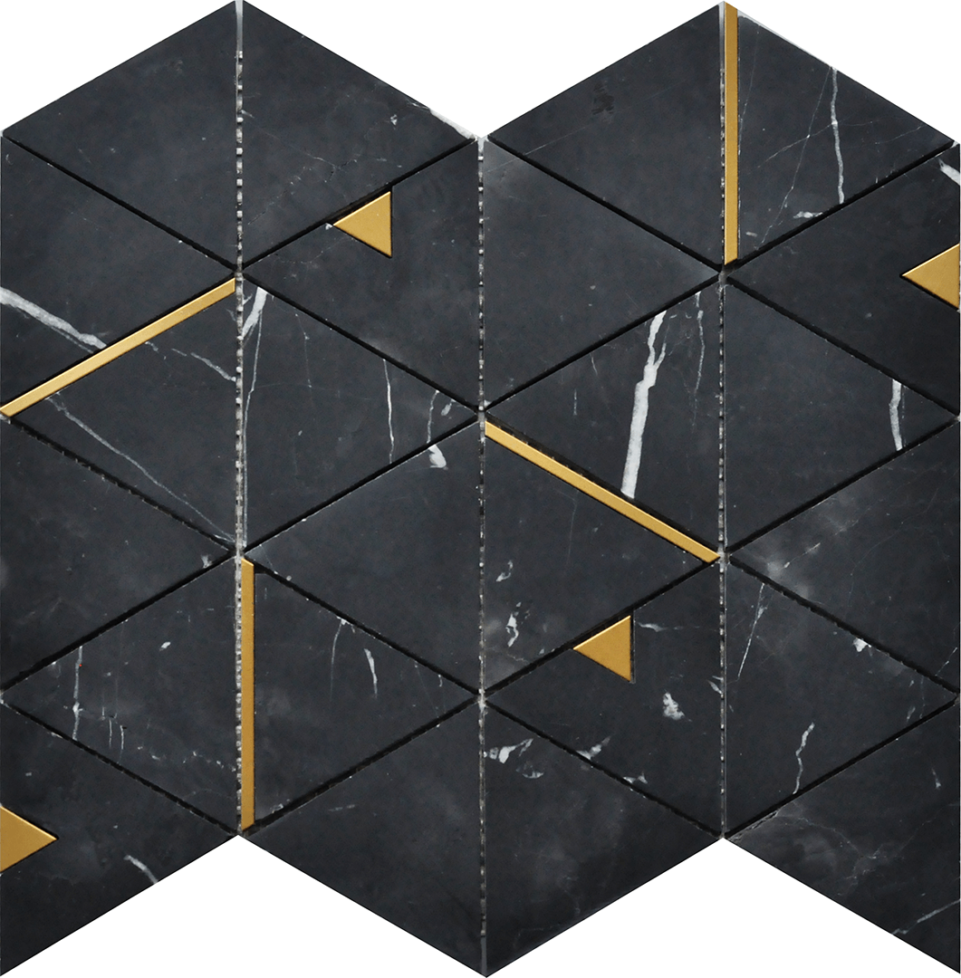 Roca Tile - Nero Marquina Triangle 12 x 14 Mosaic