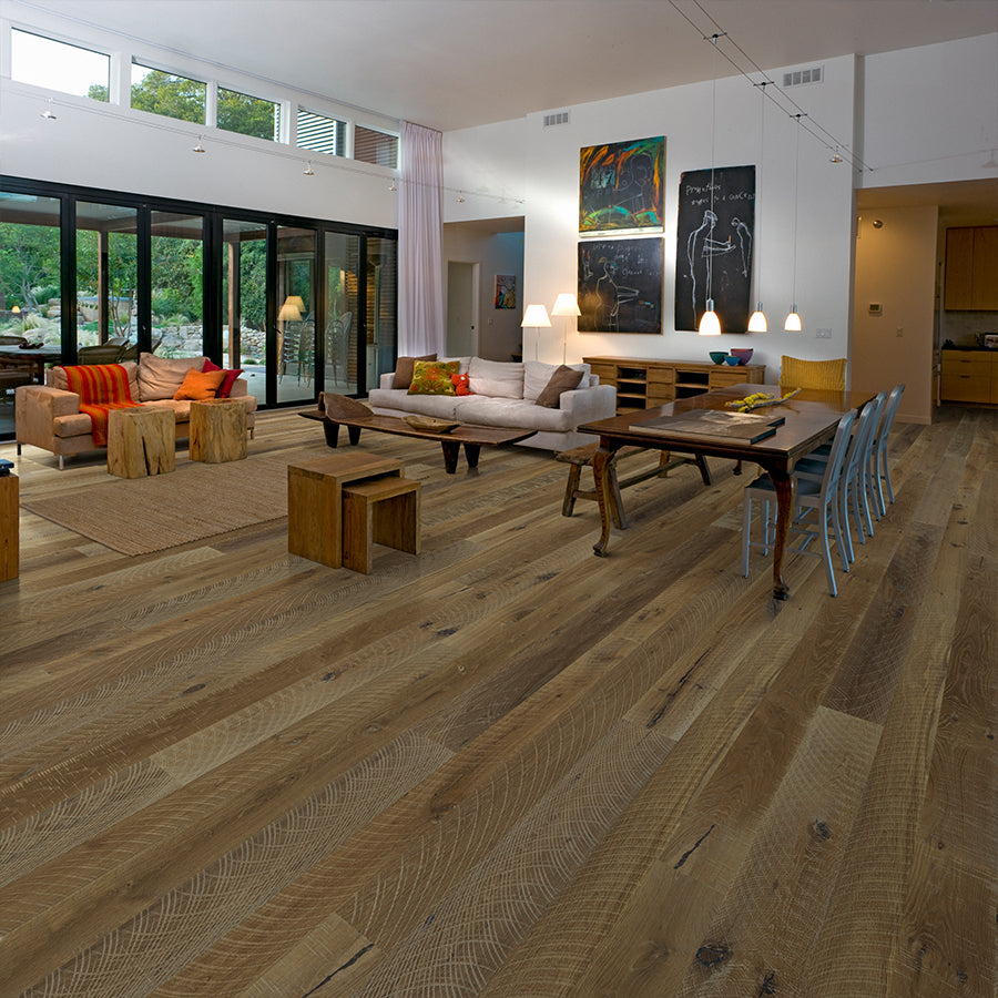 Product Gunpowder Oak Organic 567 Engineered Hardwood flooring by hallmark Floors.