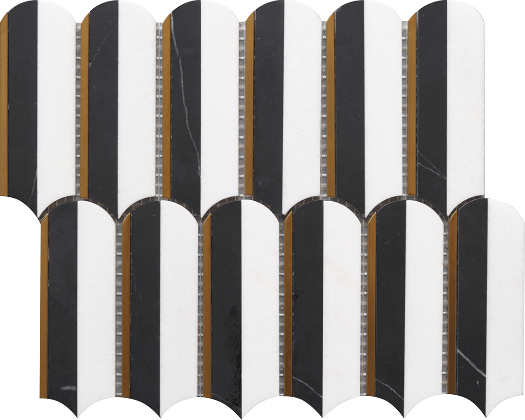 Roca Tile - Oval Nero Marquina & Tassos 10 x 11 Mosaic
