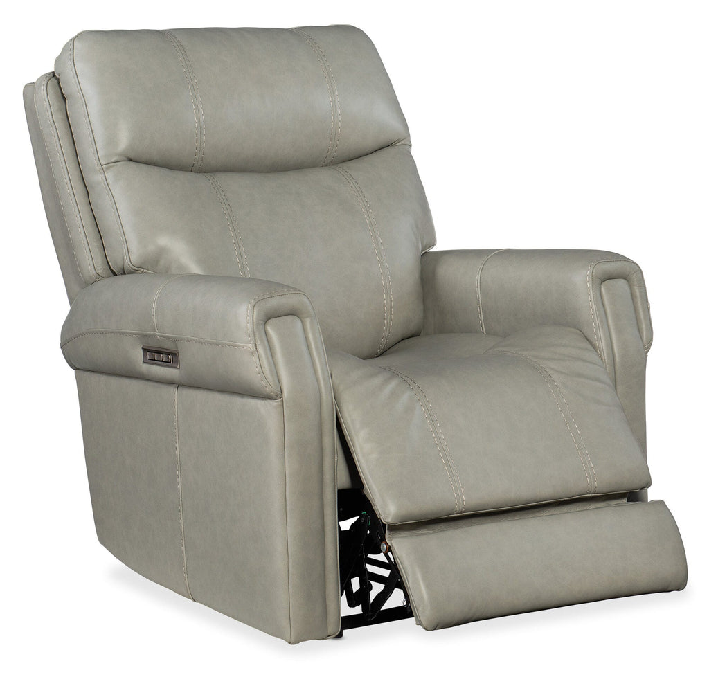 Carroll Power Recliner with Power Headrest & Lumbar - Open 3/4 Angle