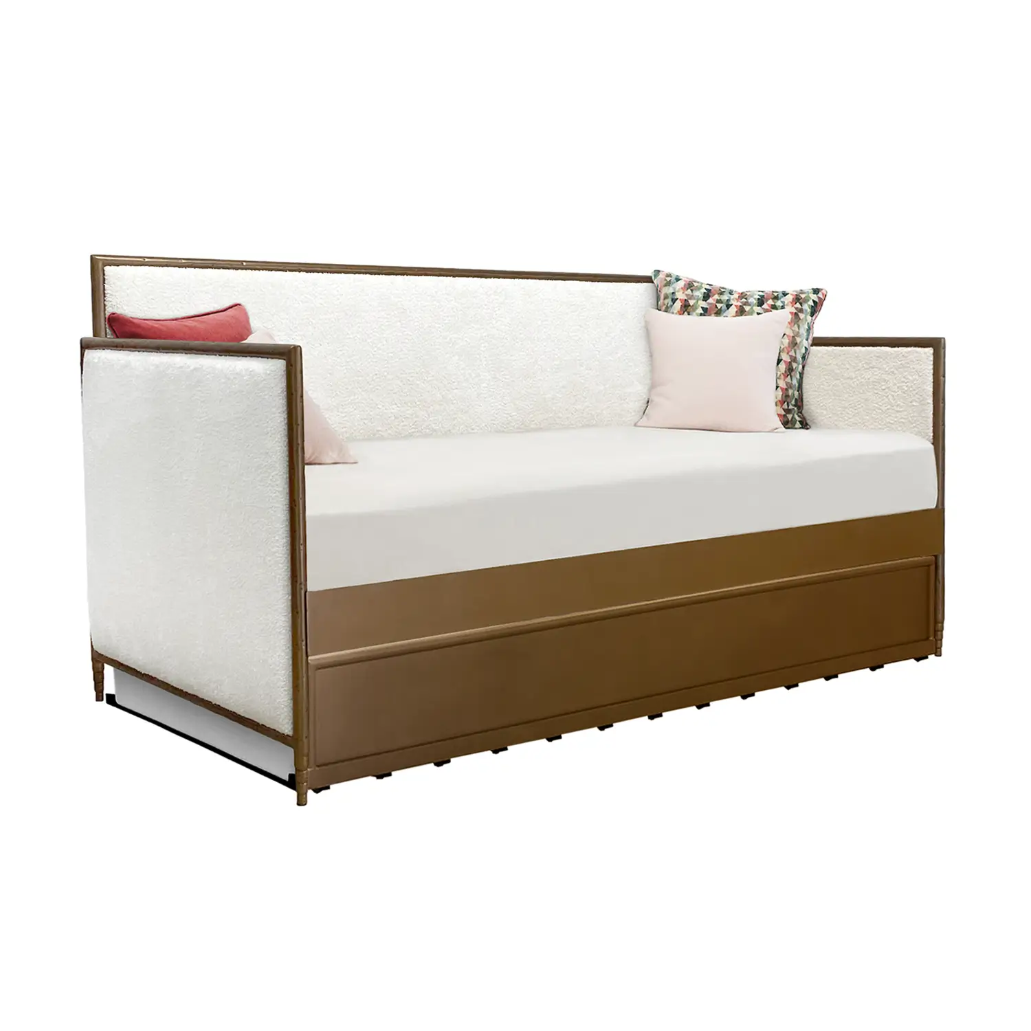 ROYCE Daybed Hammered Copper Finish with Cloud White Fabric