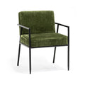 Royce Chair Hand Hammered Black Finish Forest Green Fabric. Angle view.