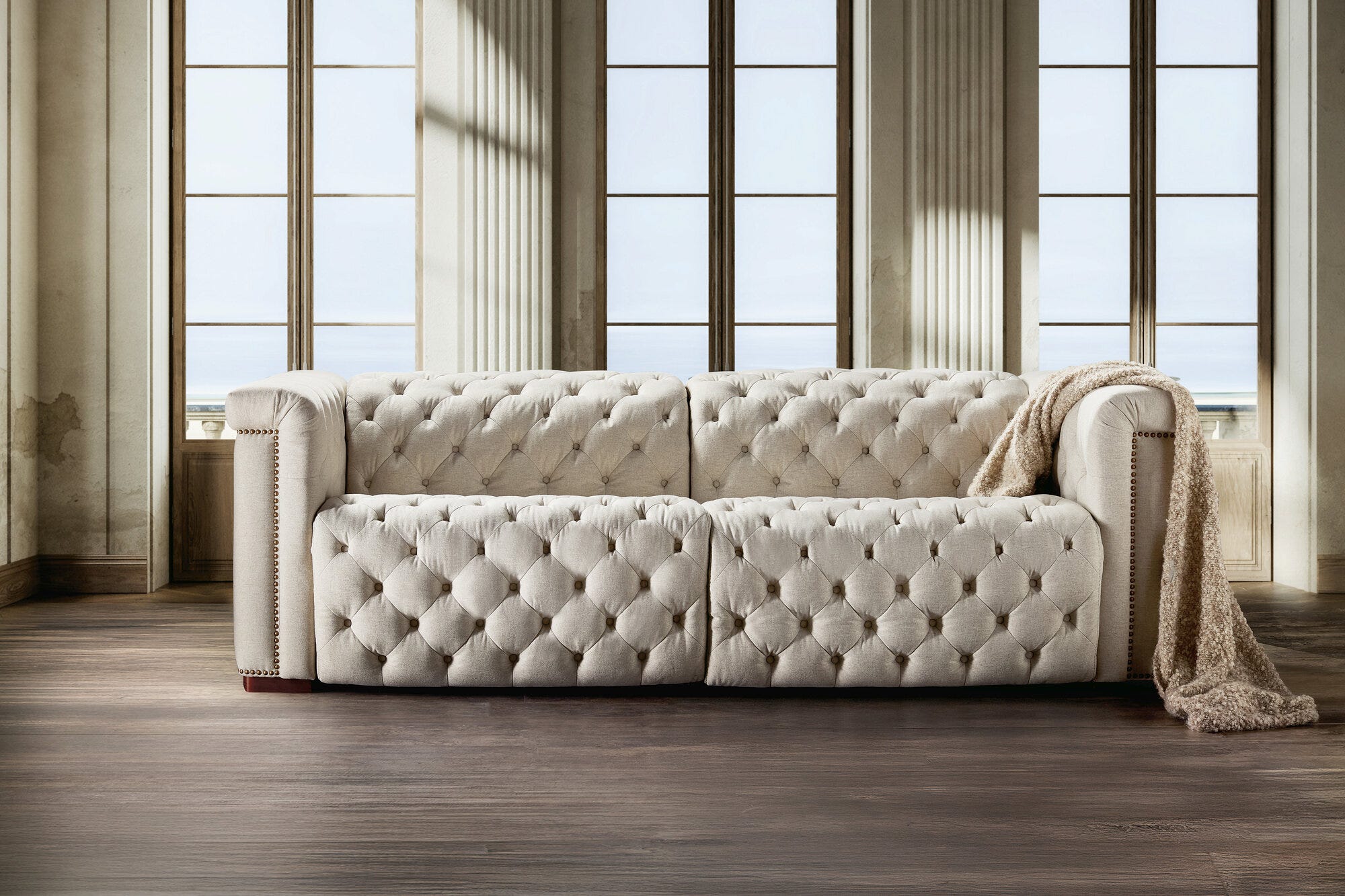Savion Deux Sofa with Power Recliners and Power Headrests