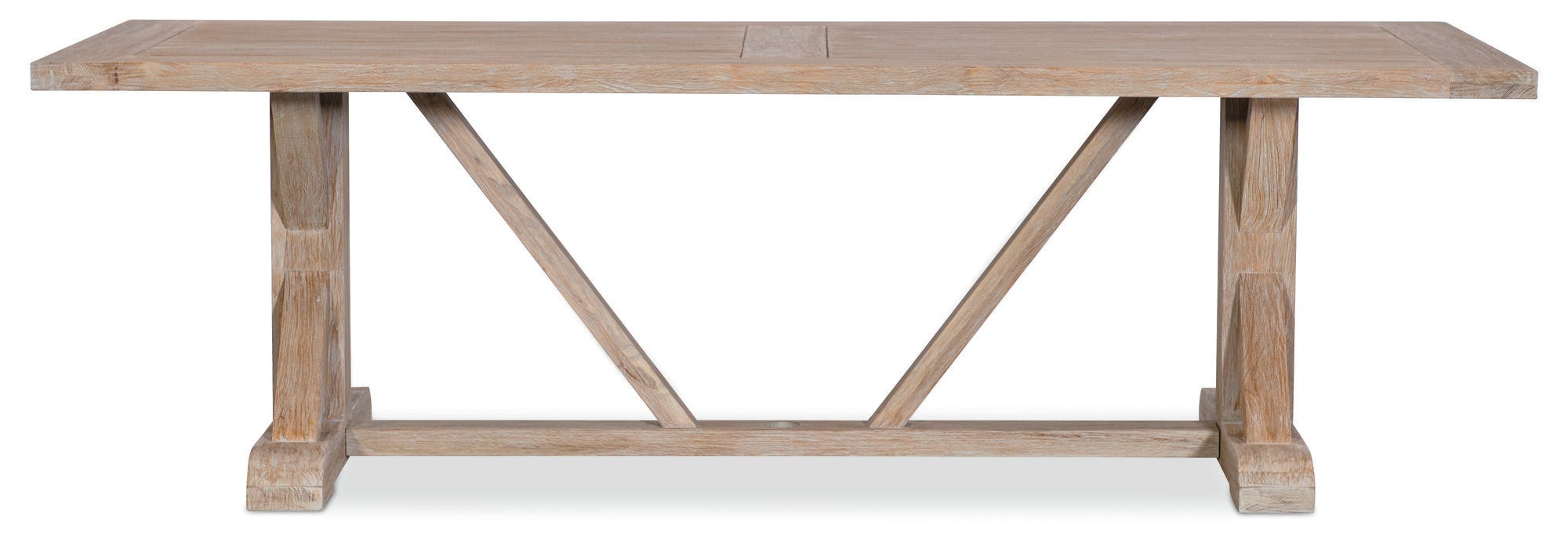 Coastal Teak 94 in. Rectangular Trestle Dining Table