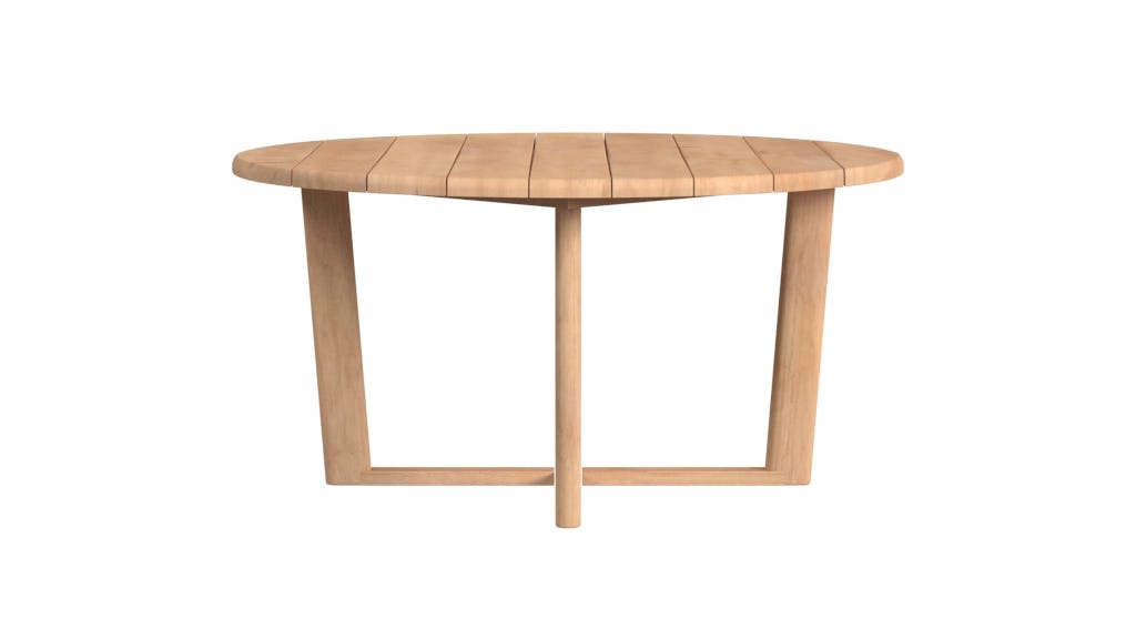 Natural Teak 56" Round Dining Table Side View