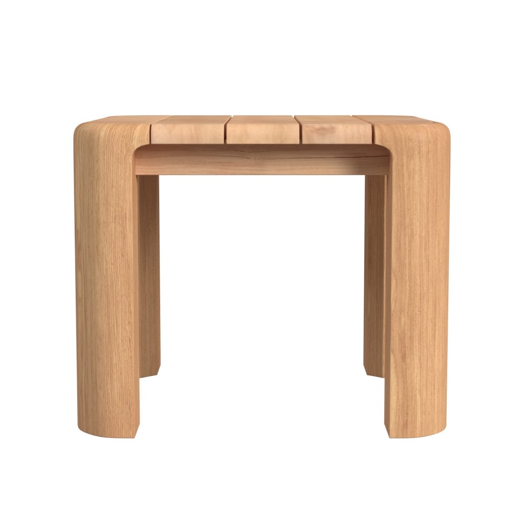 Natural Teak End Table Side View