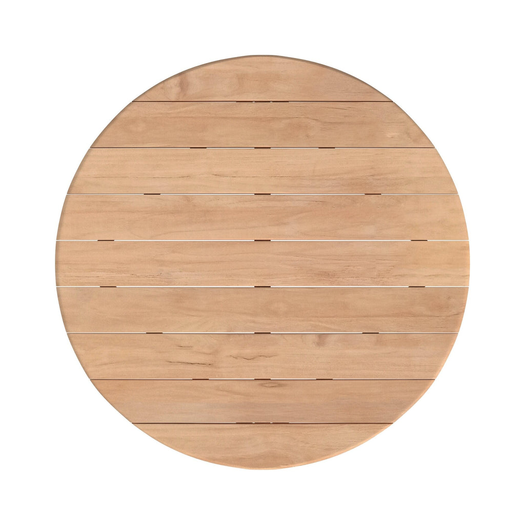 Natural Teak 56" Round Dining Table Top Down View