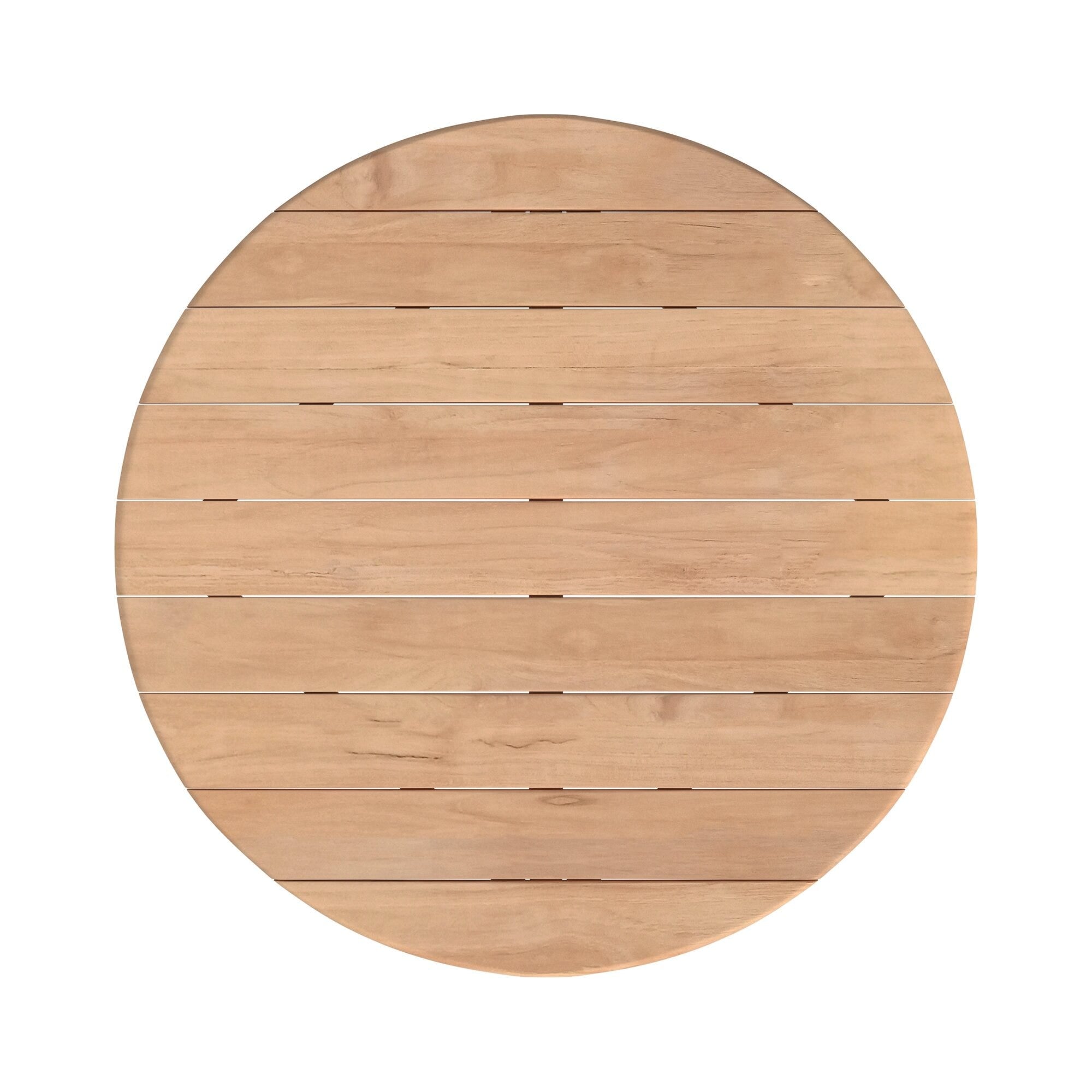 Natural Teak 56" Round Dining Table Top Down View