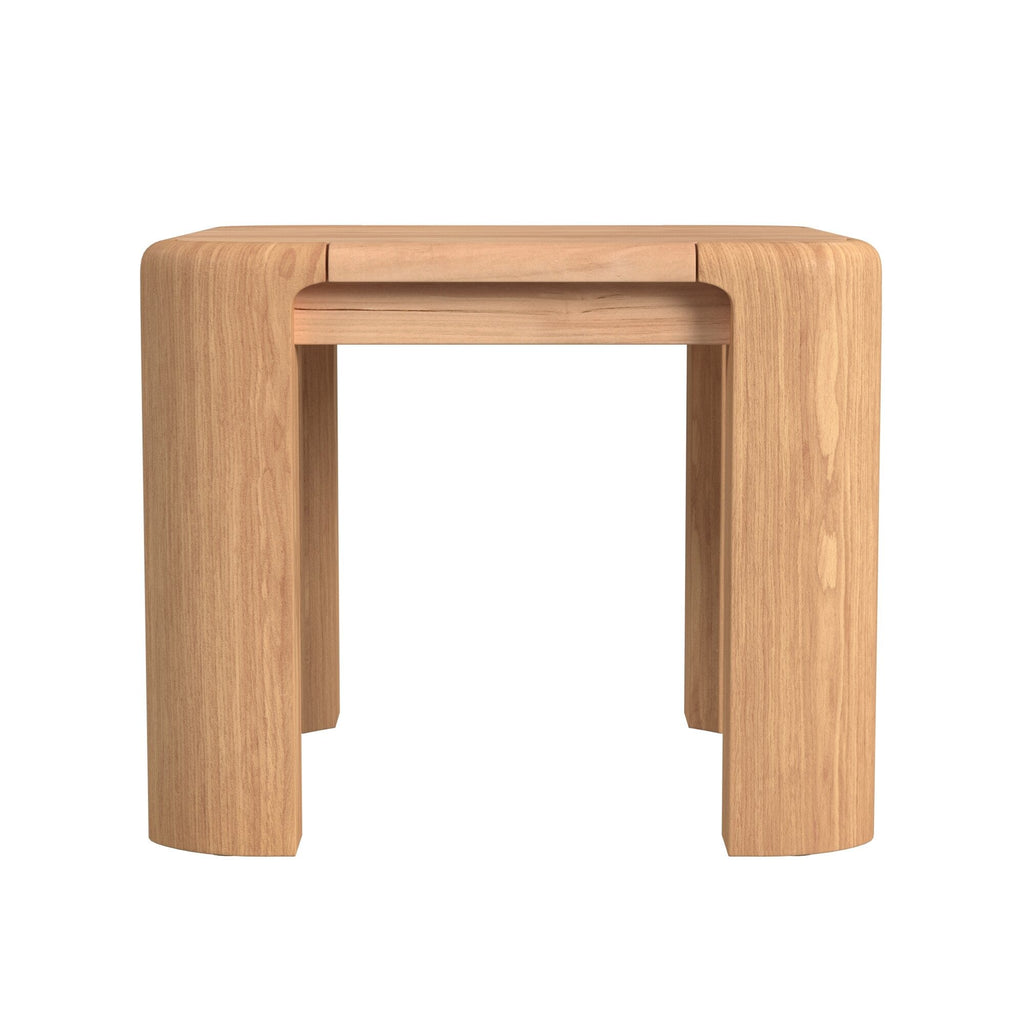 Natural Teak End Table Back View