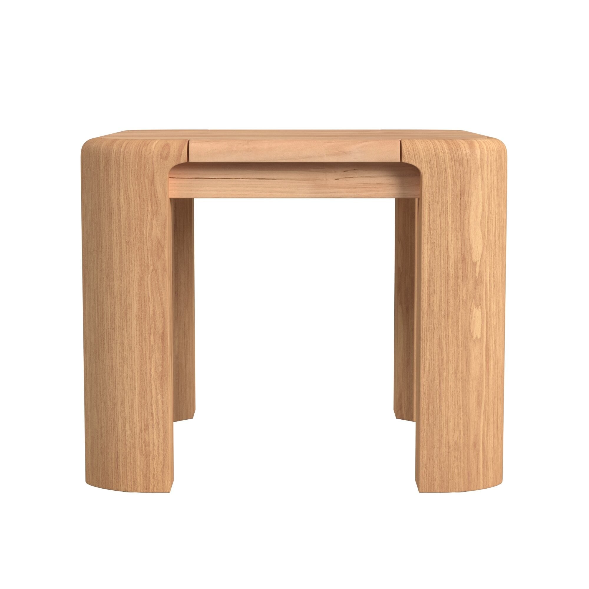 Natural Teak End Table Back View