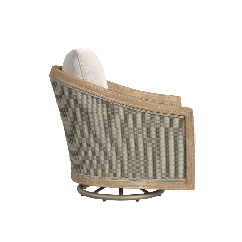Cambria Swivel Club Chair in Canvas Canvas w/ Self Welt